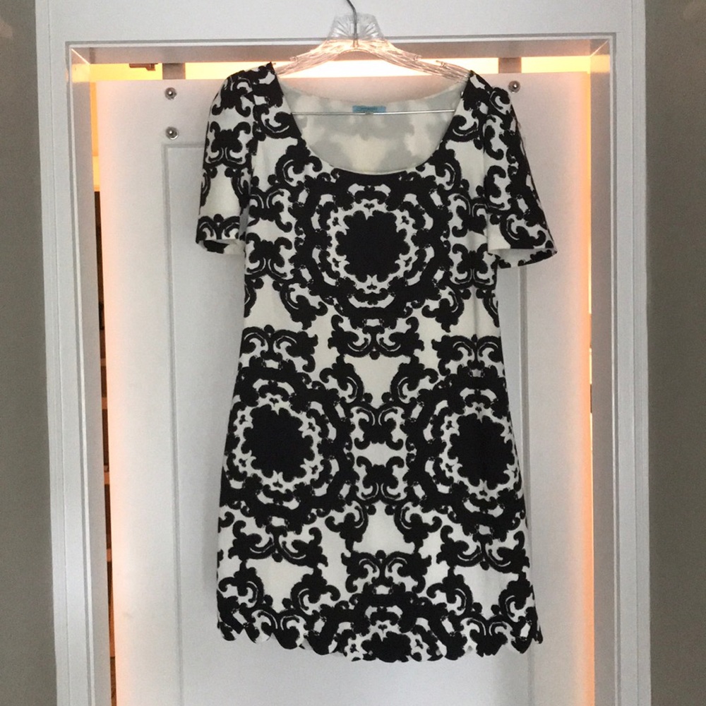 Anthropologie Black and White Mini Dress